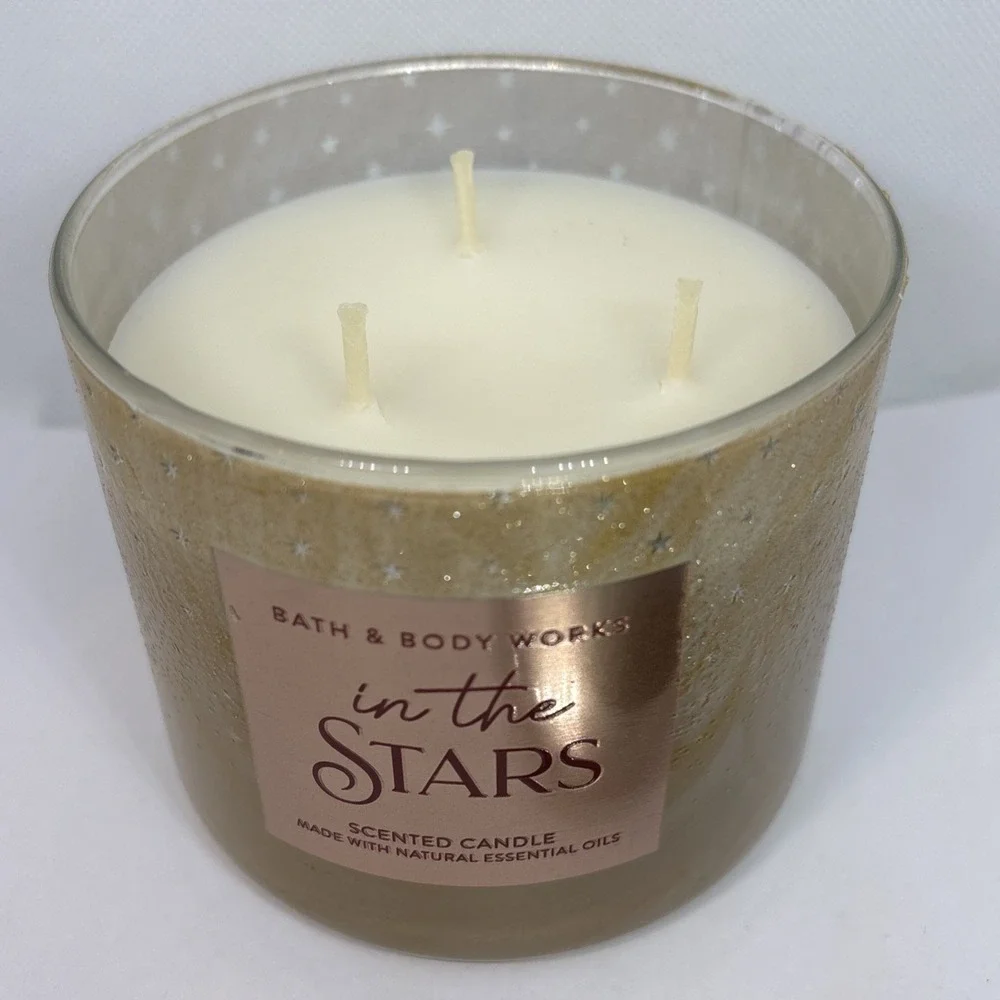 BATH & BODY WORKS IN THE STARS CANDLE 3-WICK LARGE SCENTED 14.5 OZ NEW GOLD
